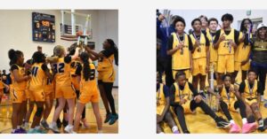 Student athletes celebrating wins in basketball game